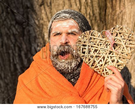 Man In Blanket With Heart