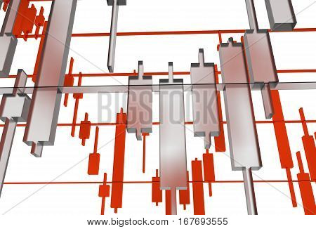 Glassy Forex Graphs 3D Concept Illustration. Forex Market Concept.