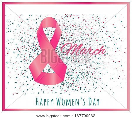 Vector illustration of International women's day with ribbon. February 4.
