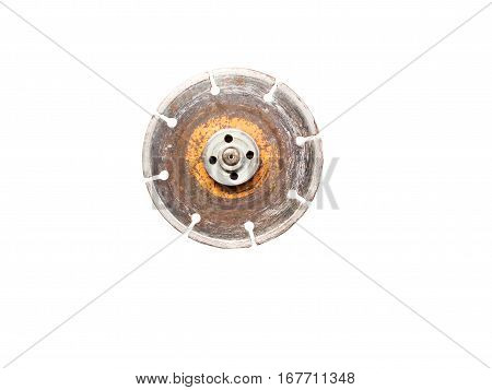 Old diamond wheel blade for grinder isolated on white background (clipping path included)
