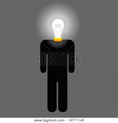 Simbolo (o icona) per idea lampadina testa uomo, creativo inventore, persona di pensare.