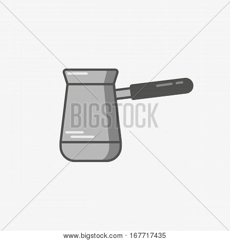 Simple vector icon of turkish jezva on light grey background. Flat style.