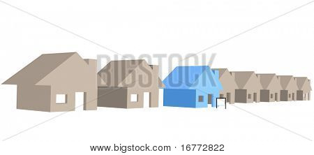 หมายหน้าเช่าบน 3D ถนนแถวบ้านยกเว้นบ้าน