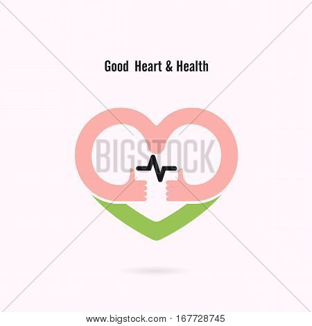 Heart sign and hands icon.Good heart & health concept.HealthcareMedical and Science symbol.Healthy lifestyle vector logo template.Vector illustration