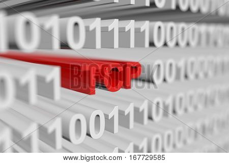 TCP as a binary code with blurred background 3D illustration