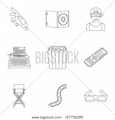 Films and cinema set icons in outline style. Big collection of films and cinema vector symbol stock