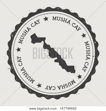 Musha Cay Sticker. Hipster Round Rubber Stamp With Island Map. Vintage Passport Sign With Circular T