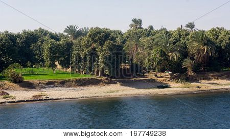 Egypt Nile cruise, a nice view from the boat to shore.