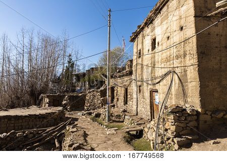 Traditional Nepalese village Jhong, Himalayas Mustang Region