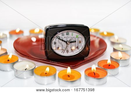 Abstract composition of preparing to Valentine day. Isolated on white background.