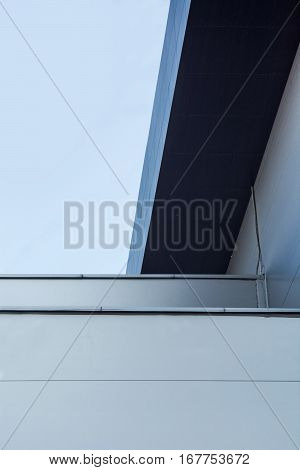 Fragment of trading center's fassade in evening