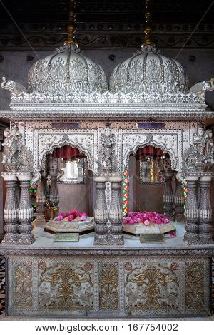 KOLKATA, INDIA - FEBRUARY 09: Jain Temple (also called Parshwanath Temple) is a Jain temple at Badridas Temple Street is a major tourist attraction in Kolkata, West Bengal, India on February 09, 2016.