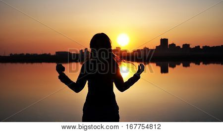 girl sunset happy happiness summer positive water