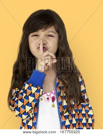 Little Girl Smiling Happiness Quiet Shut Up Secret Shh Portrait