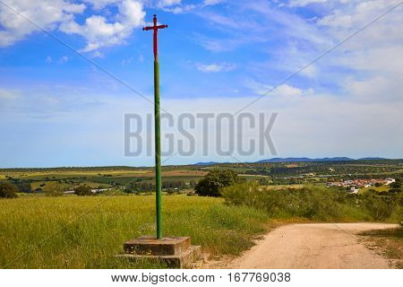 Via de la Plata way cross to Santiago in Dehesas of Spain at Extremadura