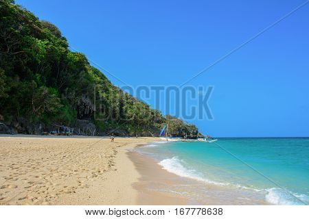 Beautiful Puka Beach Boracay Island in Philippines