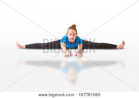 Beautiful Woman Doing Yoguna White Background