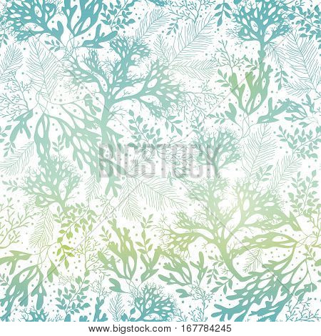 Vector Blue Freen Seaweed Texture Seamless Pattern Background. Great for elegant gray fabric, cards, wedding invitations, wallpaper. Textile pattern design.