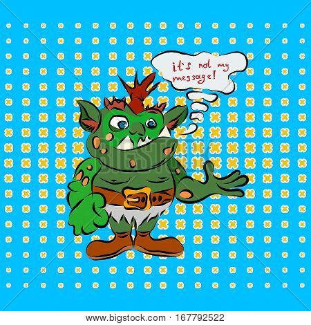 Green troll the and blue pop art picture