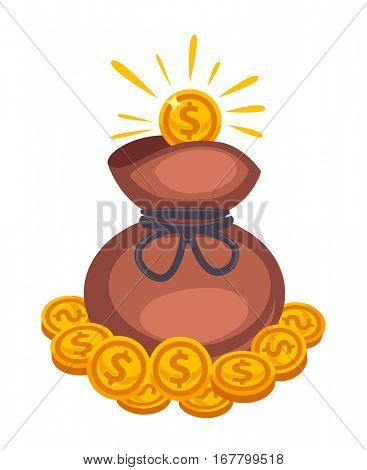 Money bag vector icon. Isolated on white background