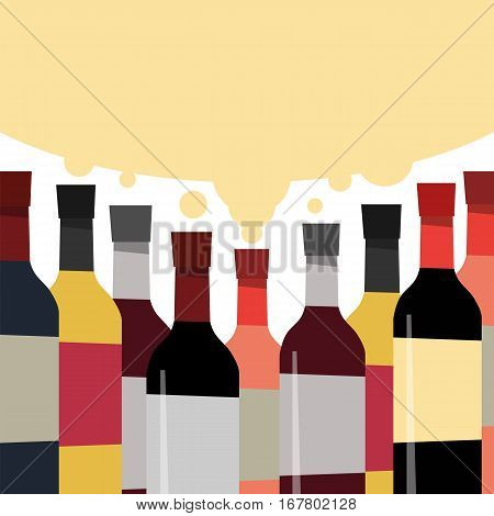 A collection of delicious wines. Bottles of alcoholic beverage. Vector illustration for design shop.