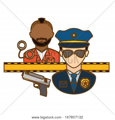Police Arresting Offender icon image, vector illustration