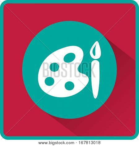 Paint brush with palette icon. Vector illustration