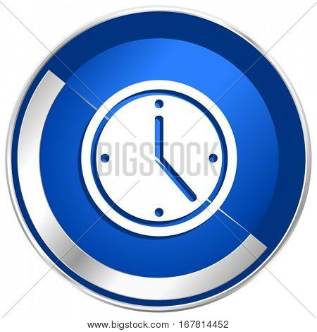 Time silver metallic web and mobile phone vector icon in eps 10.