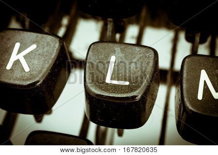 L Letter On A Vintage Typewriter Keyboard