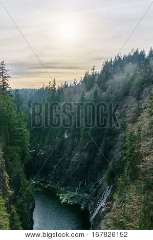 Capilano Canyon At Sunset Cloudy Day