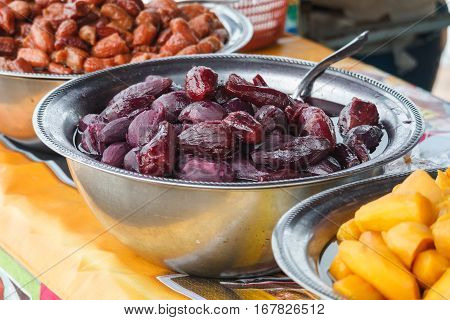 Typical Thai desserts for sale at a marketThai street food