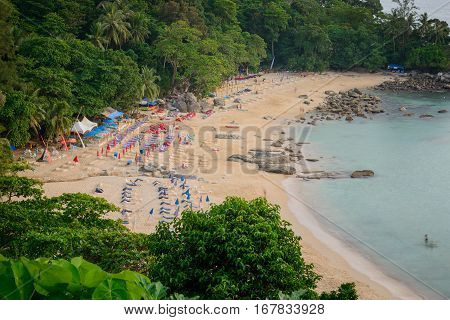 Landscape from Phuket View Point at Leam Sing Beach Located in Phuket Province Thailand.