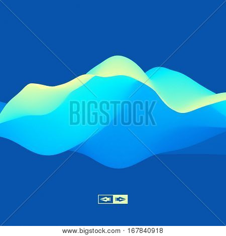 3D Wavy Background. Dynamic Effect. Abstract Vector Illustration. Design Template. Modern Pattern. 
