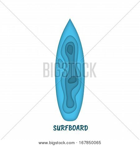 Silhouette of surf boards made in the paper style with the effect of layer depth from the paper. Origami style
