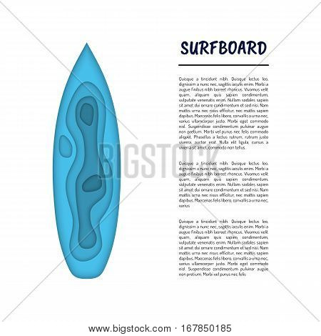 Silhouette of surf boards made in the paper style with the effect of layer depth from the paper. Origami style