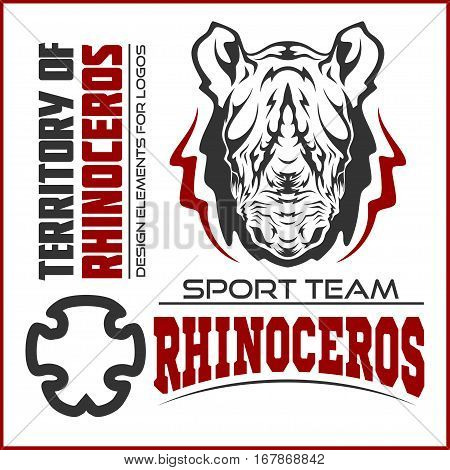 Rhino head logo sport isolated on white - athletic design complete with rhinoceros mascot vector illustration