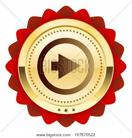 click forward seal or icon with arrow symbol. Glossy golden seal or button.
