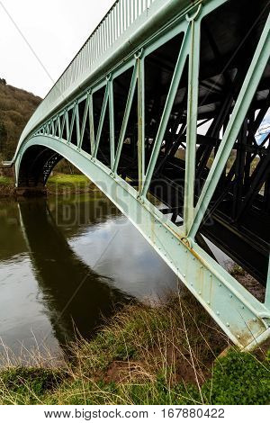 Bigsweir Bridge, Beautiful Single Span Iron Bridge Over The River Wye And The Border Between England