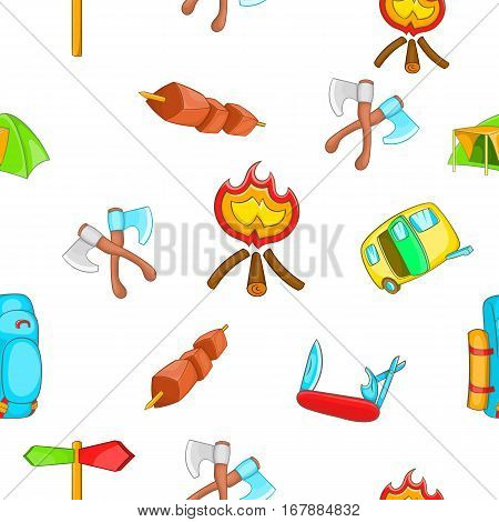 Campground pattern. Cartoon illustration of campground vector pattern for web