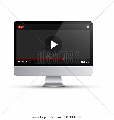 Computer. Modern player for video and music. Vector.