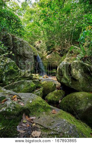 Waterfall In Nosy Mangabe, Madagascar Wilderness