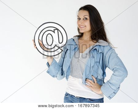 Woman Hold At Sign Symbol