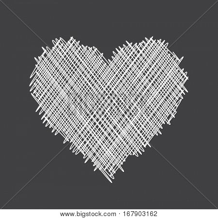 Gray Valentine's love background with white abstract heart. Vector illustration.