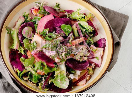 Fresh Salad With Baked Beets. Healthy Eating