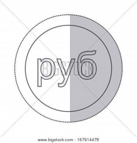 middle shadow monochrome circle with currency symbol of russian ruble vector illustration