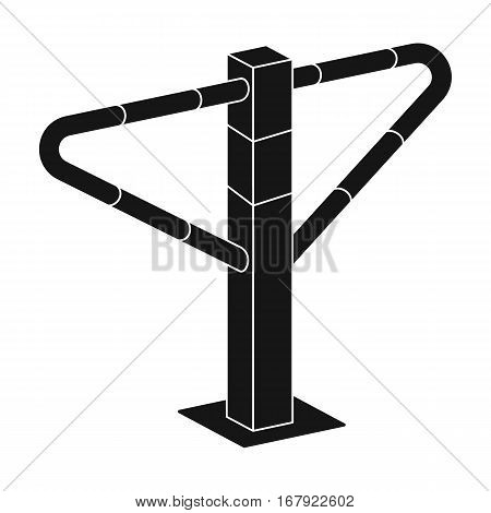 Parking construction barricade icon in black design isolated on white background. Parking zone symbol stock vector illustration.