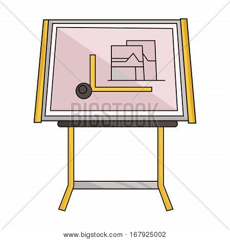 Drawing board icon in cartoon design isolated on white background. Architect symbol stock vector illustration.