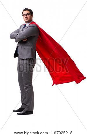 Super hero businessman isolated on white 