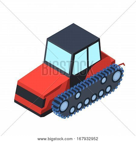 Tracked tractor icon in cartoon design isolated on white background. Transportation symbol stock vector illustration.