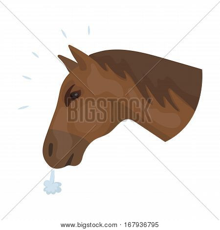 Horse's head icon in cartoon design isolated on white background. Rodeo symbol stock vector illustration.